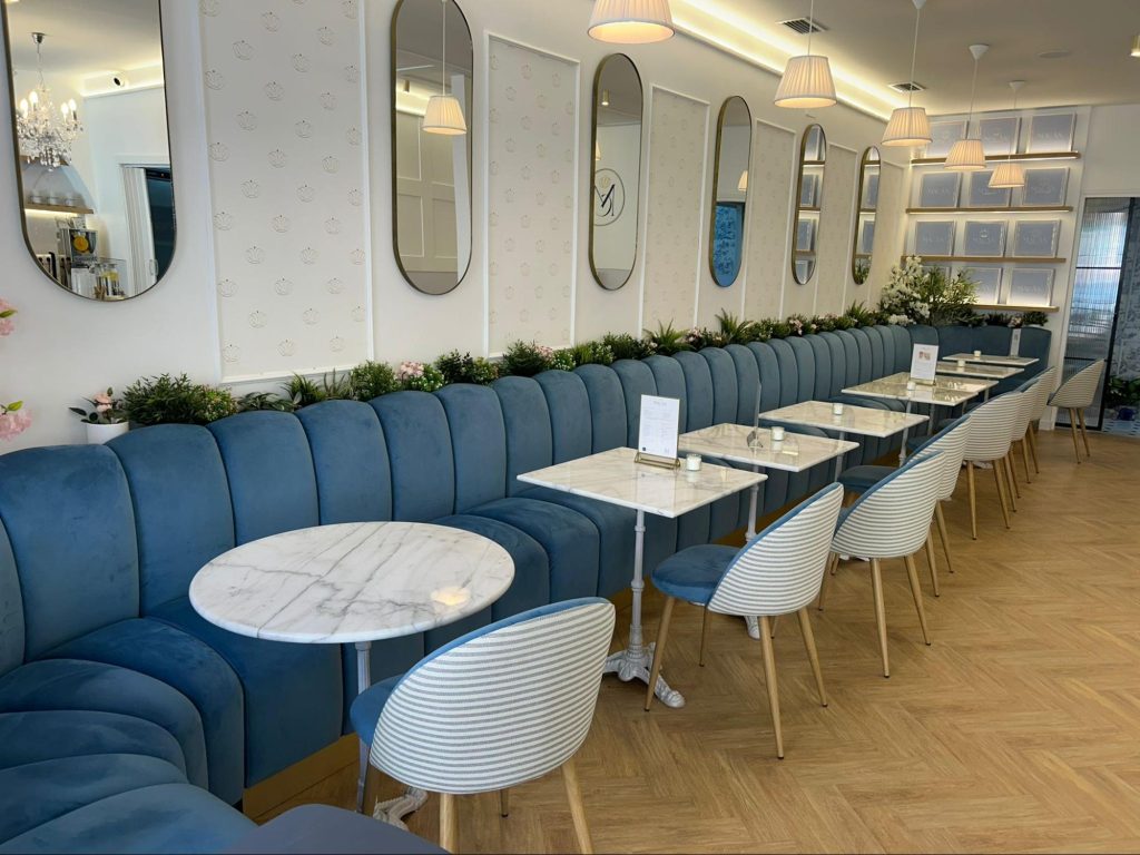 Muebles modulares banco corrido de terciopelo para hosteleria